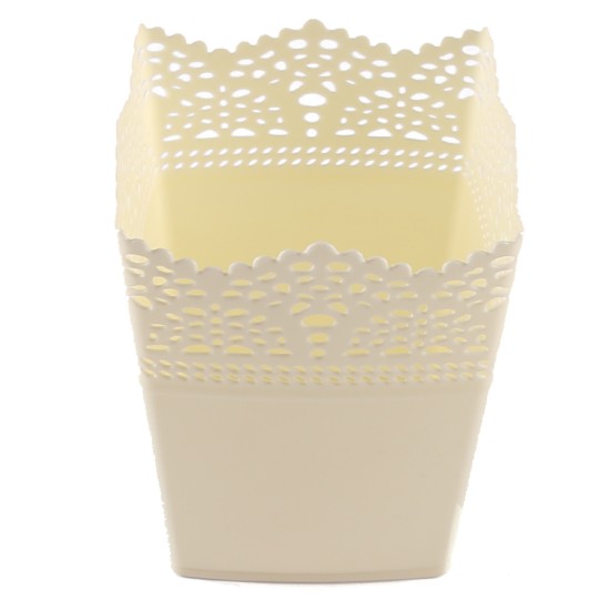 Dekoration Vase Aus Plastik Viereck Krremefarbe 1 Stück - MT10 - Mytortenland